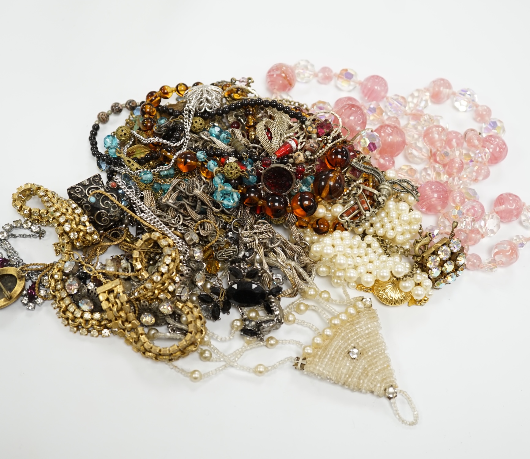 Nine bags of assorted costume jewellery, including bracelets, necklaces, brooches, etc.